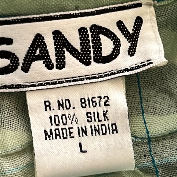 Sandy 100% silk, crinkle top, aqua and turquoise size large - Picture 9 of 10